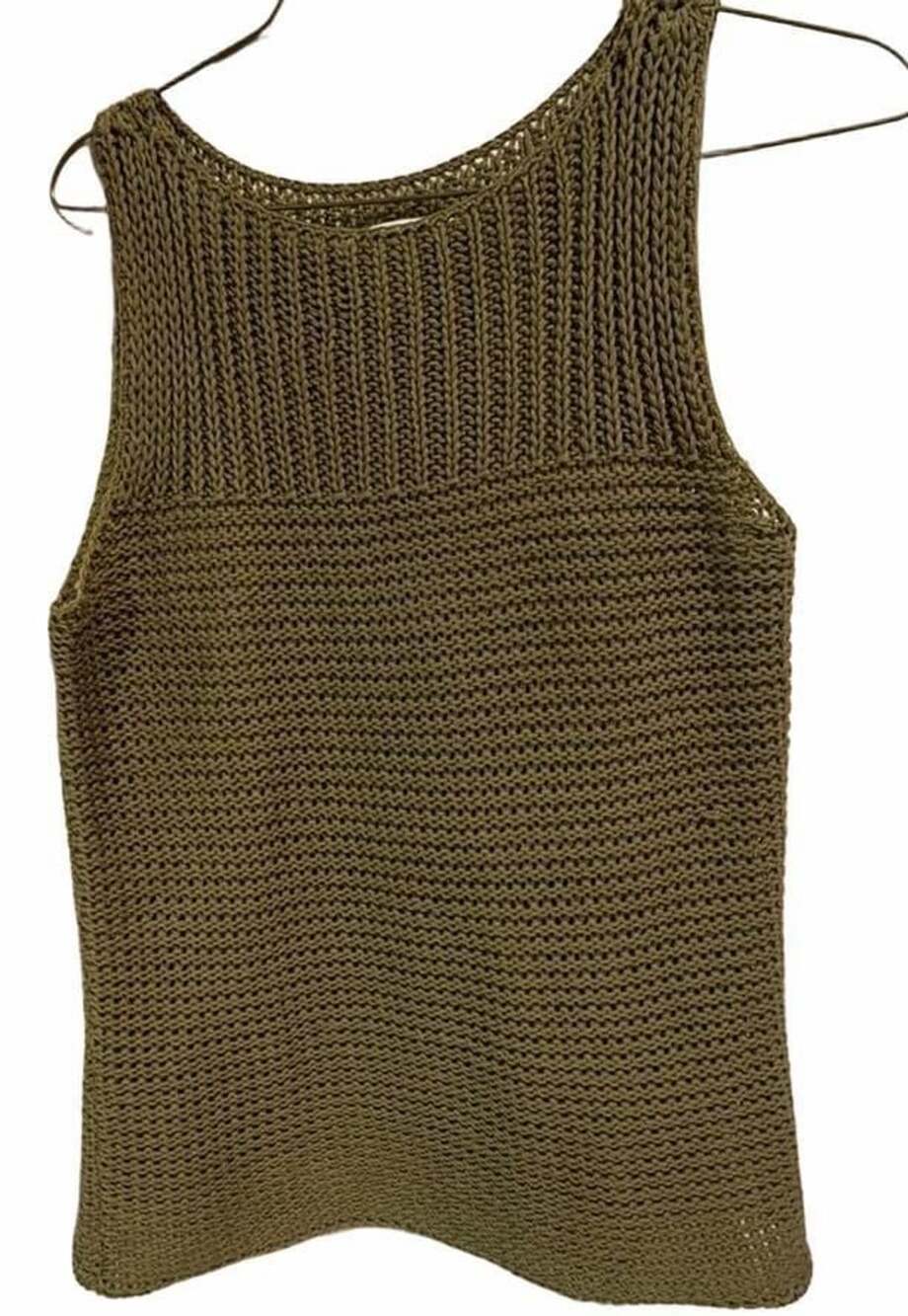 Pursuits Ltd Sweater Tank Size M Olive Green Crochet
